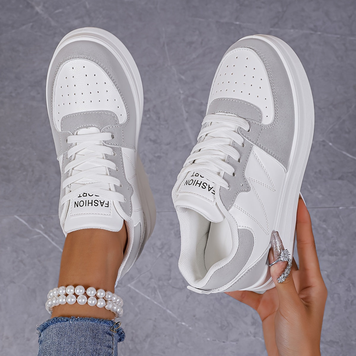 Women'S Slip-On Wedge Sneakers with Lace-Up Closure