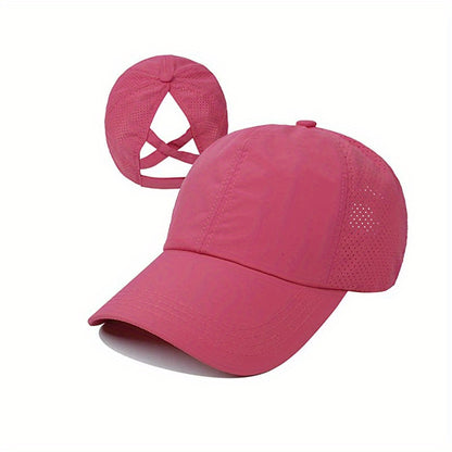 Baseball Cap Made of Breathable Mesh With a Ponytail Opening