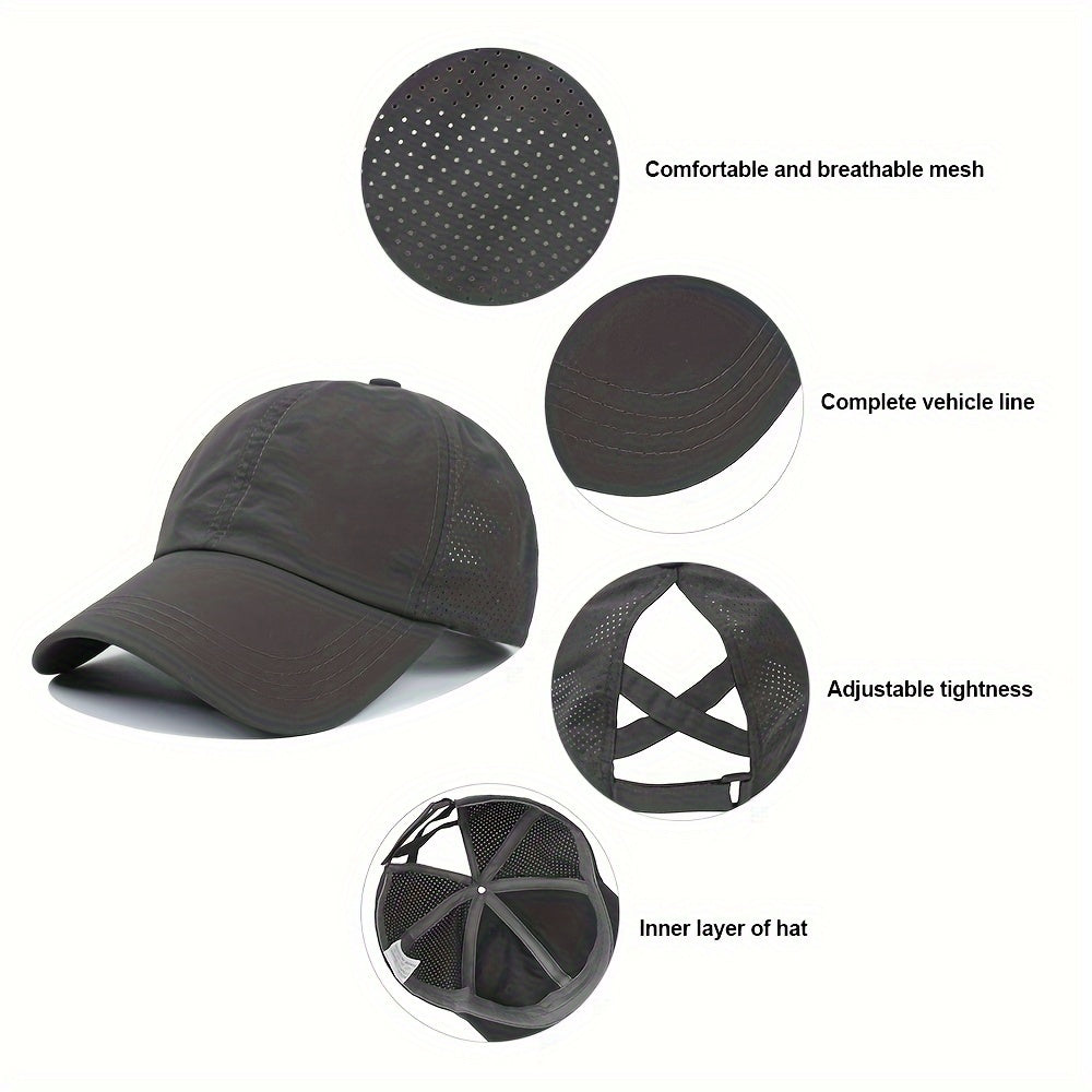 Baseball Cap Made of Breathable Mesh With a Ponytail Opening