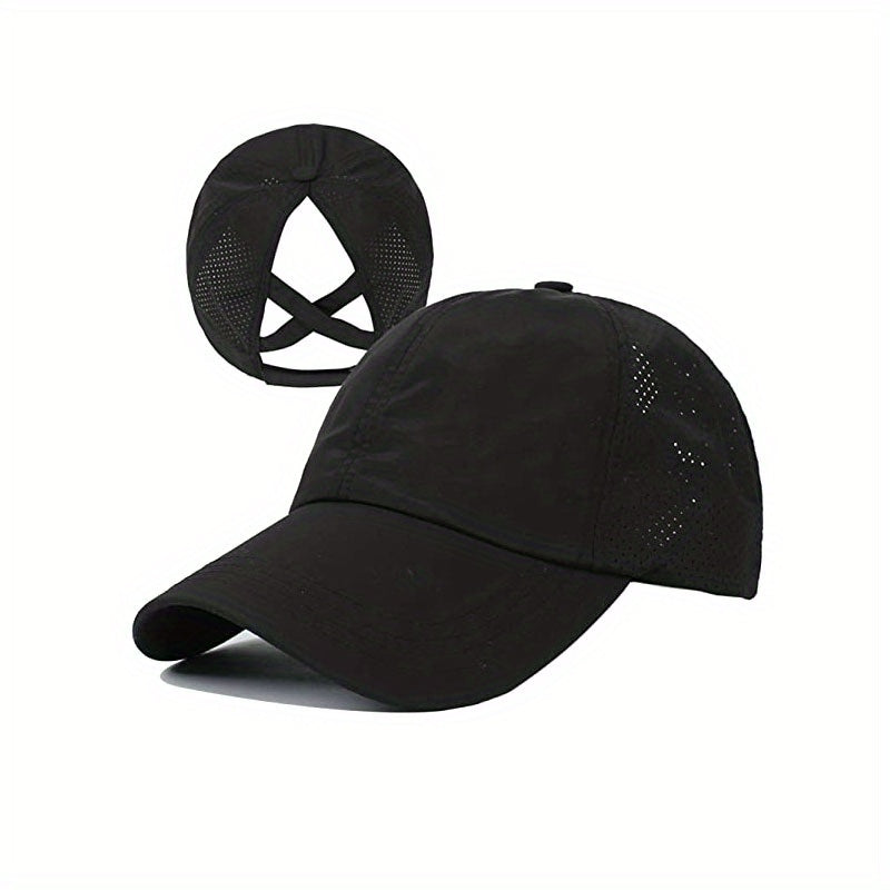 Baseball Cap Made of Breathable Mesh With a Ponytail Opening