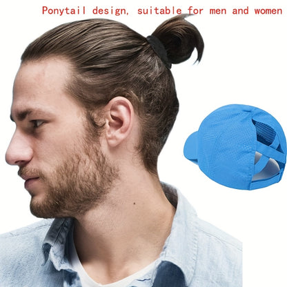 Baseball Cap Made of Breathable Mesh With a Ponytail Opening