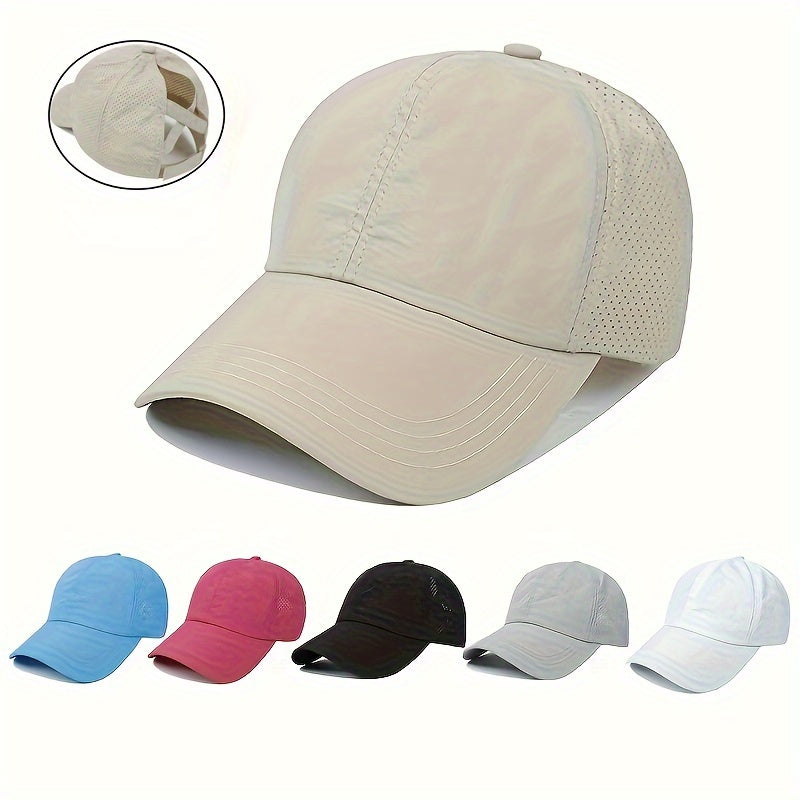 Baseball Cap Made of Breathable Mesh With a Ponytail Opening