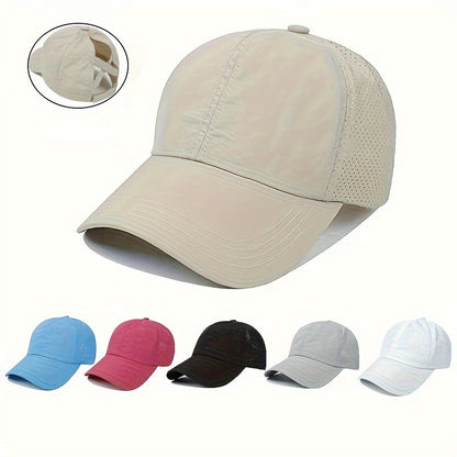 Baseball Cap Made of Breathable Mesh With a Ponytail Opening