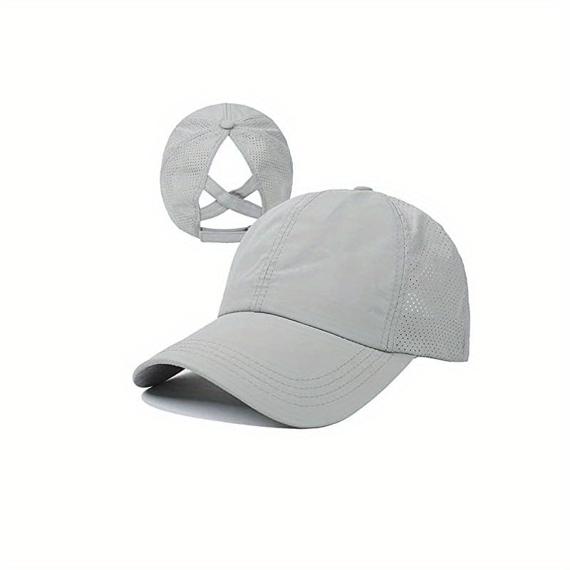 Baseball Cap Made of Breathable Mesh With a Ponytail Opening
